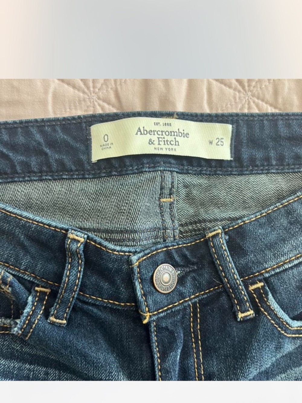 Abercrombie & Fitch Dark Blue Skinny Jeans with Floral Embroidery - Picture 6 of 6